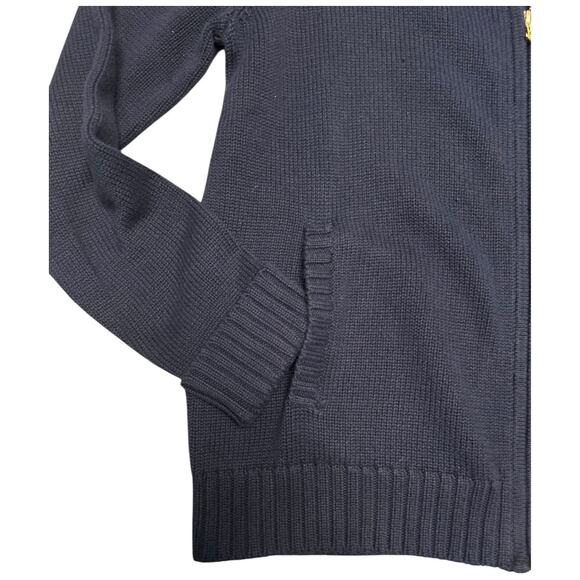 EUC Ralph Lauren 100% Cotton Knit Full Zip Hoodie Sweater Navy Size Small - Picture 6 of 14